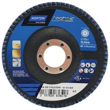 Norton Disque à lamelles convexe sup. fibre technic 115x22 40g
