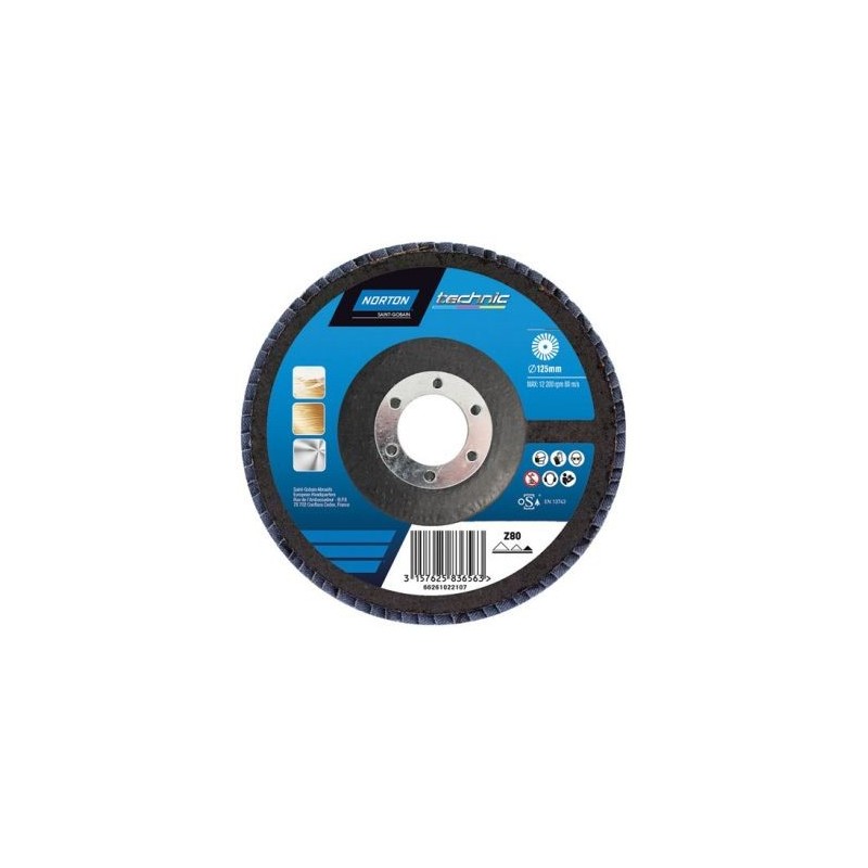 Norton Disque à lamelles convexe sup. fibre technic 125x22 g.60