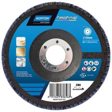 Norton Disque à lamelles convexe sup. fibre technic 125x22 g.60