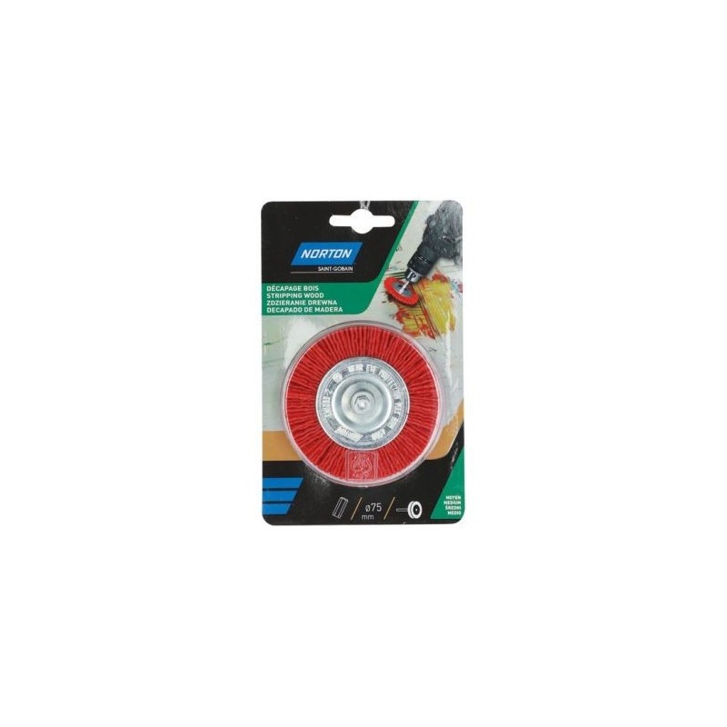 Norton Brosse perceuse circulaire nylon rouge 75 Norton