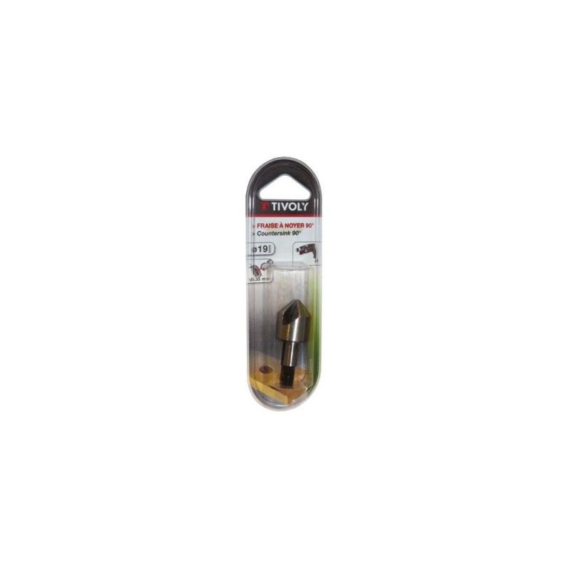 Tivoly Fraise conique carbone p/bois d19mm tig.6.35mm