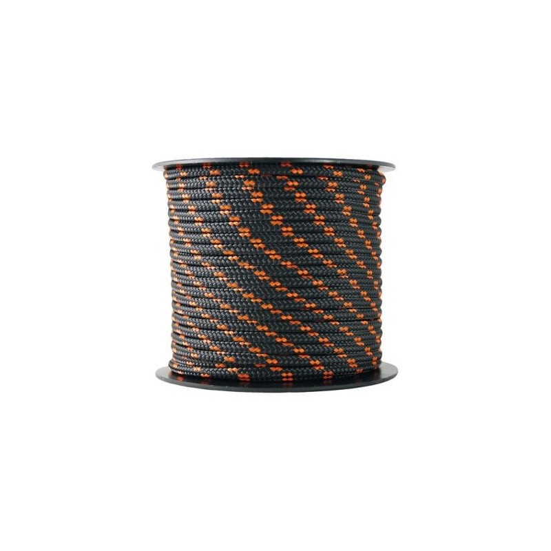 CHAPUIS Tresse polyester/polyamide noir/orange Ø3mm 200kg bobine 25m