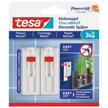 Tesa Clou adhésif ajustable pour carrelage métal 3kg blister de 2