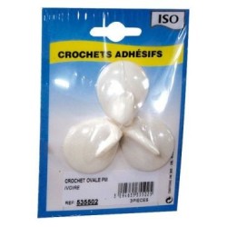 Crochet adhésif ovale céramique ivoire pm bl3