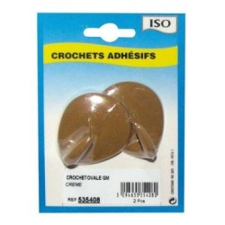 Crochet adhésif ovale céramique crème gm bl2