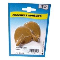 Crochet adhésif ovale céramique ivoire gm bl2