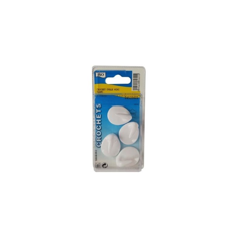 ISO Crochet adhésif ovale céramique mini blanc bl4