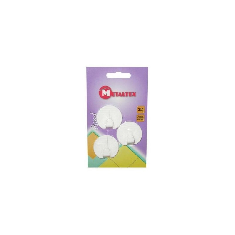 Metaltex Crochet adh.rond blanc x3 s/c 291004