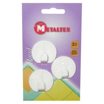 Metaltex Crochet adh.rond blanc x3 s/c 291004