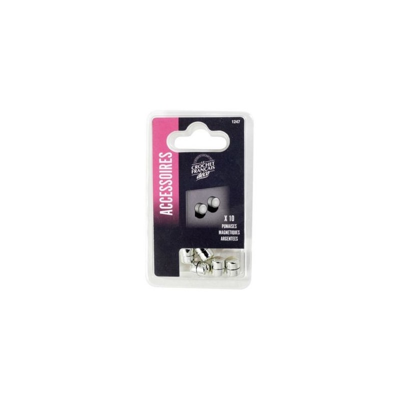 LE CROCHET FRANCAIS Punaise magnétique argent sachet x10