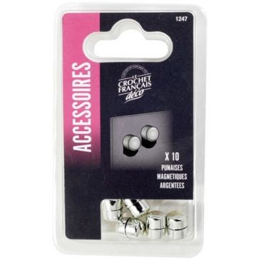 LE CROCHET FRANCAIS Punaise magnétique argent sachet x10
