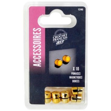 LE CROCHET FRANCAIS Punaise magnétique dorée sachet x10
