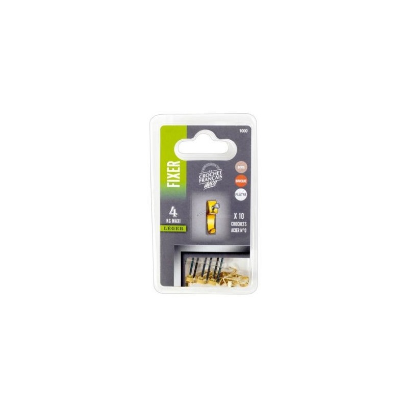 LE CROCHET FRANCAIS Crochet acier laiton n° 0 cte 10 1000