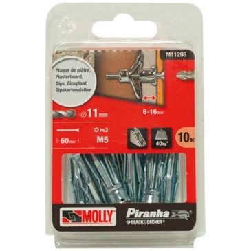 Molly Cheville metallique expansion molly 5x50mm +vis fraisée x10