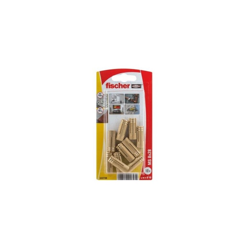 Fischer Cheville ms 8x28 laiton blister de 10