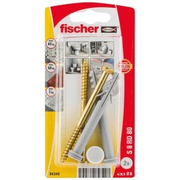 Fischer Fixations wc/bidets au sol s 8 rd blister x2