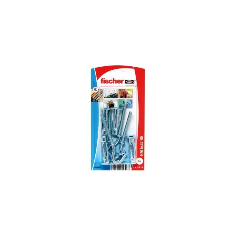 Fischer Cheville corps creux crochet hm5x37 blister de 4