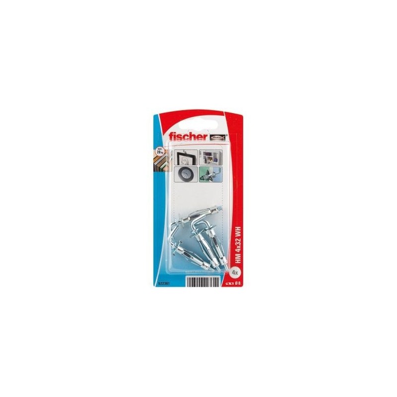 Fischer Cheville corps creux hm4x32 avec crochet blister de 4