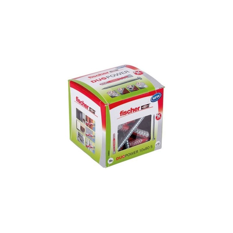 FISCHER FIXATION Cheville Duopower 10x80 avec vis x10 pièces