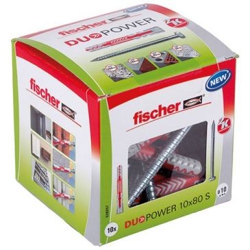 FISCHER FIXATION Cheville Duopower 10x80 avec vis x10 pièces