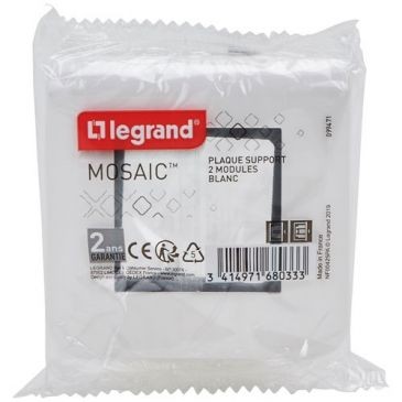 Legrand Mosaic support griffes plaque 2 modules blanc