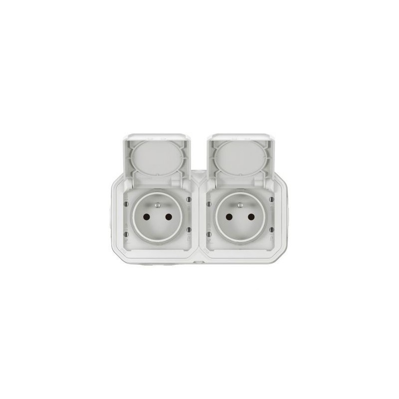 Legrand Plexo double prise 2p+t horizontal blanc complet