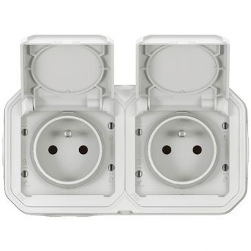 Legrand Plexo double prise 2p+t horizontal blanc complet