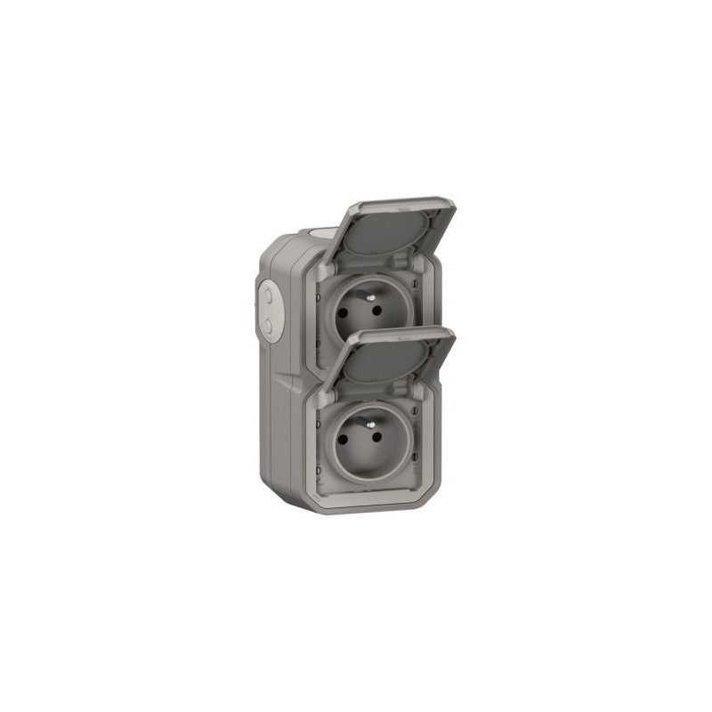Legrand Plexo double prise 2p+t vertical gris complet