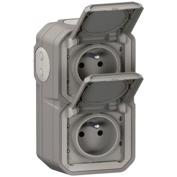 Legrand Plexo double prise 2p+t vertical gris complet