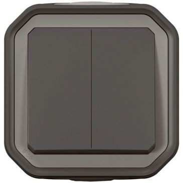 Legrand Plexo double interrupteur anthracite complet