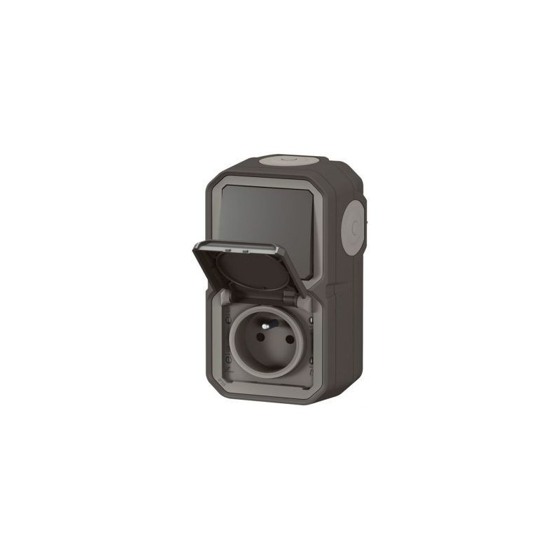 Legrand Plexo interrupteur et prise 2p+t vertical anthracite