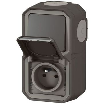 Legrand Plexo interrupteur et prise 2p+t vertical anthracite