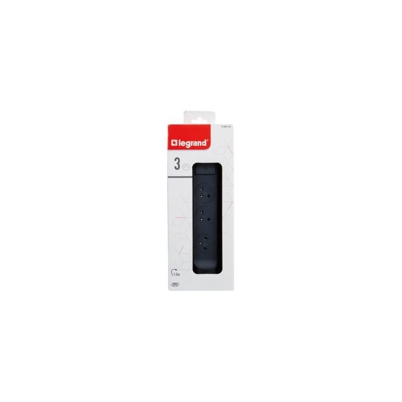 Legrand Multiprise FB 3x2P+T prenium rotative et fixable 1.5m noir