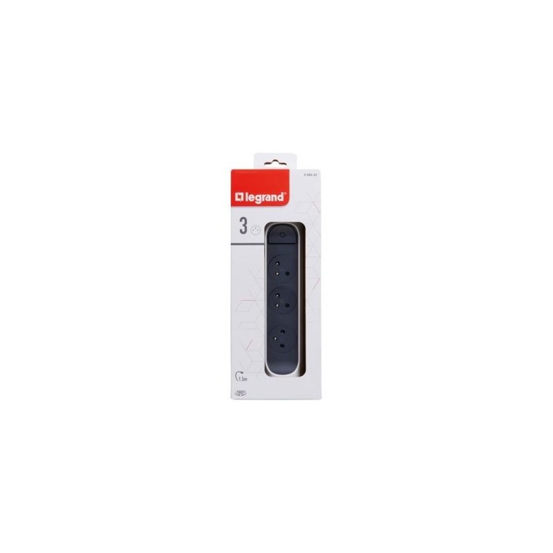Legrand Multiprise FB 3x2P+T prenium rotative et fixable 1.5m blc/n