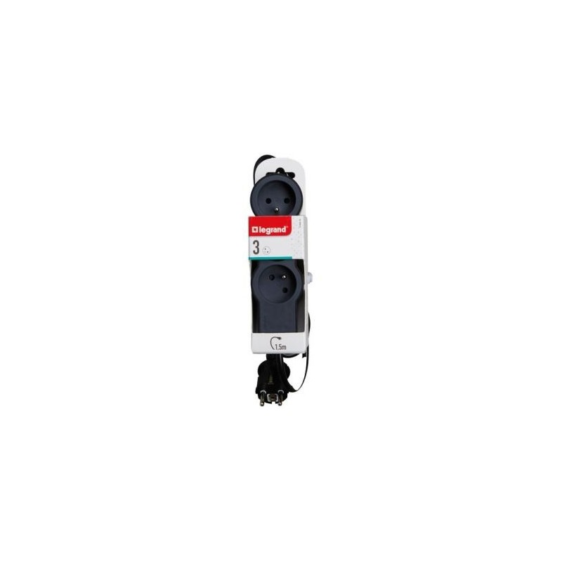 Legrand Multiprise FB 3x2P+T standard 1.5m 1mm² noir
