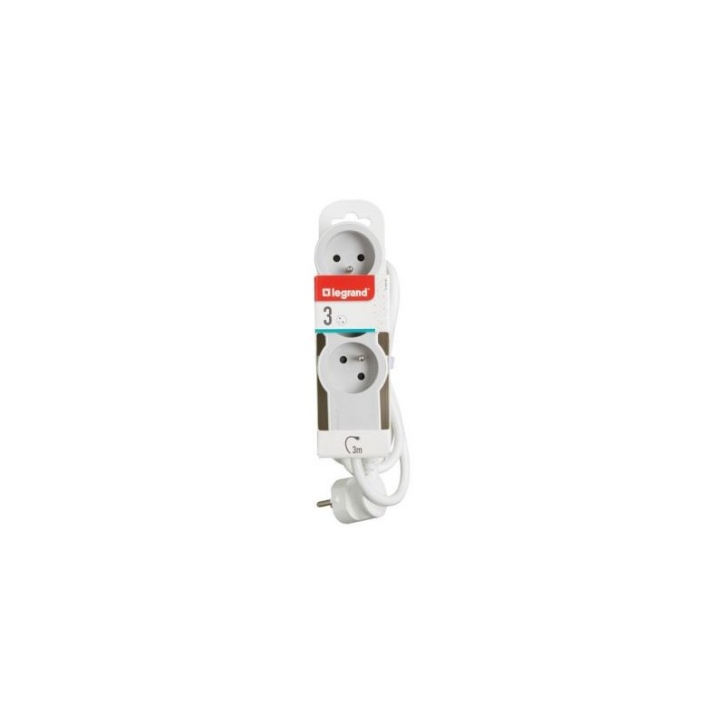 Legrand Multiprise FB 3x2P+T standard 3m 1mm² blanc/gris