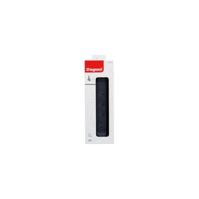 Legrand Multiprise FB 4x2P+T prenium rotative et fixable 1.5m noir
