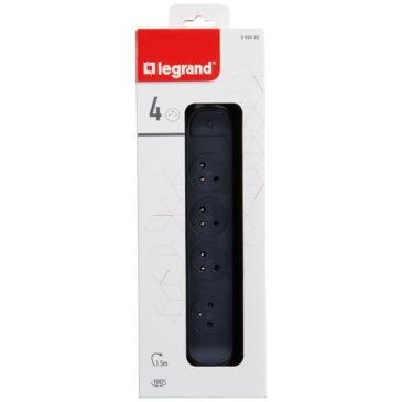 Legrand Multiprise FB 4x2P+T prenium rotative et fixable 1.5m noir