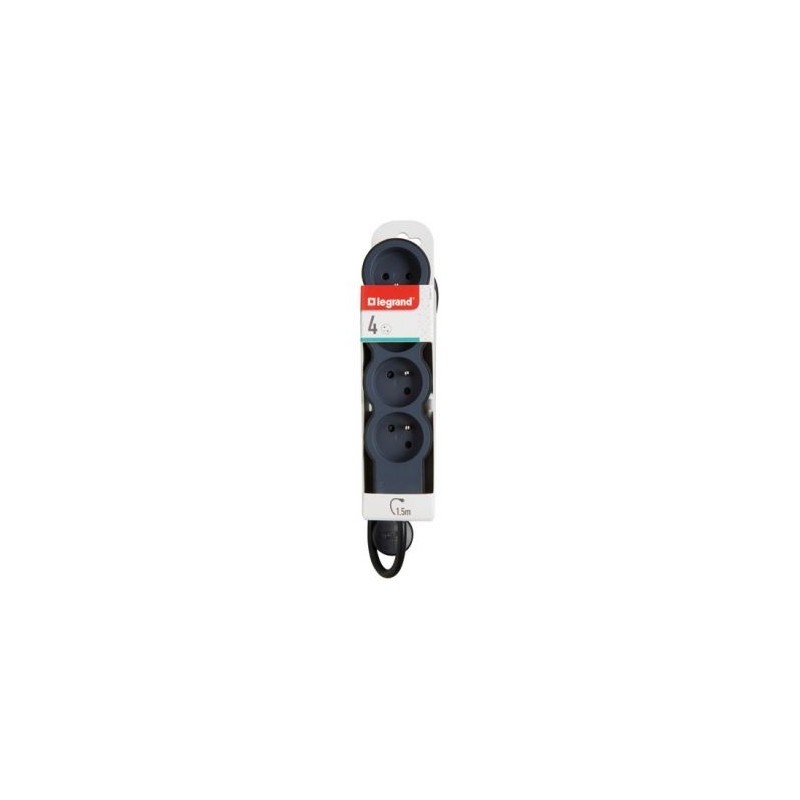 Legrand Multiprise FB 4x2P+T standard 1.5m 1mm² noir