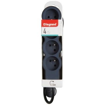 Legrand Multiprise FB 4x2P+T standard 1.5m 1mm² noir