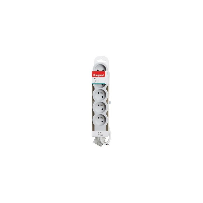 Legrand Multiprise FB 5x2P+T standard 1.5m 1mm² blanc/gris