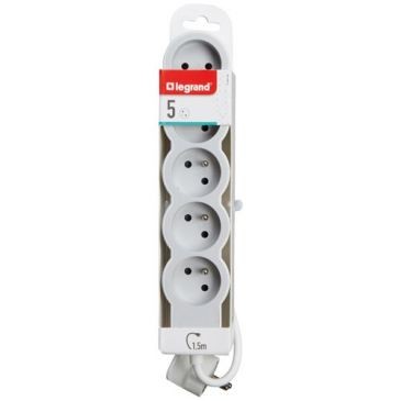 Legrand Multiprise FB 5x2P+T standard 1.5m 1mm² blanc/gris