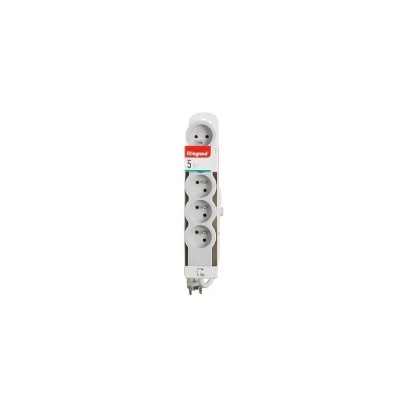 Legrand Multiprise FB 5x2P+T standard 3m 1mm² blanc/gris