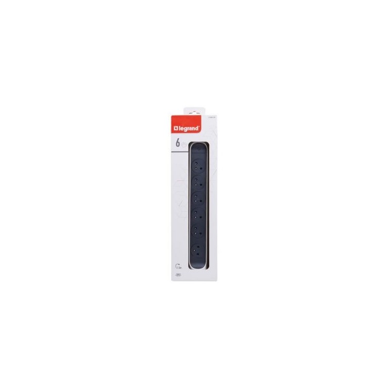 Legrand Multiprise FB 6x2P+T prenium rotative et fixable 1.5m blc/n
