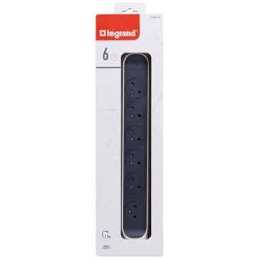 Legrand Multiprise FB 6x2P+T prenium rotative et fixable 1.5m blc/n