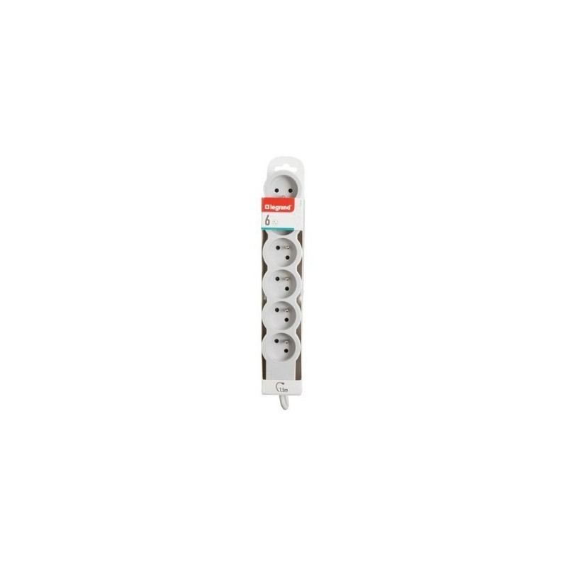 Legrand Multiprise FB 6x2P+T standard 1.5m 1mm² blanc/gris