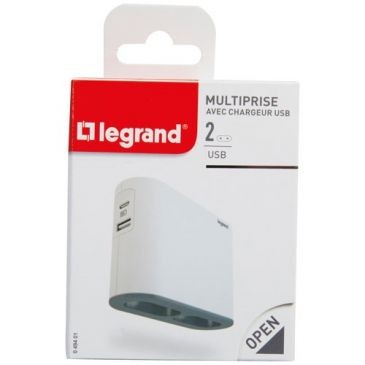 Legrand Quadriplite corner 2 prises 2P 6A USB A+C blanc/noir