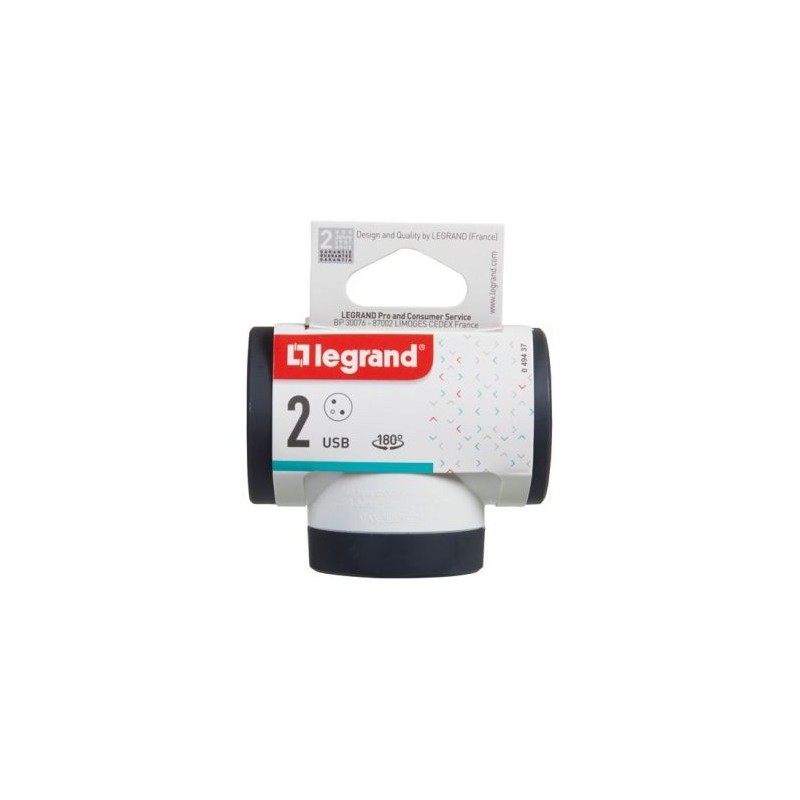 Legrand Triplite FB 3x2P+T prenium prises latérales rotative USB B/N
