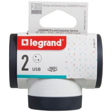 Legrand Triplite FB 3x2P+T prenium prises latérales rotative USB B/N