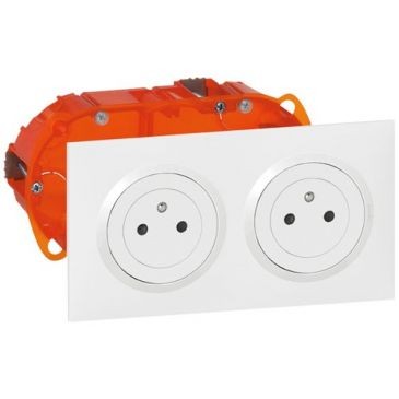 Legrand Kit double prise 2p+t précâblé boite encastrement multi mat